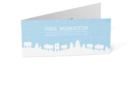 Firmen-Weihnachtskarte „Winterdorf blau“