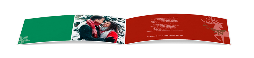 Weihnachtskarte „Eisstern/Ren Rot-Grün“