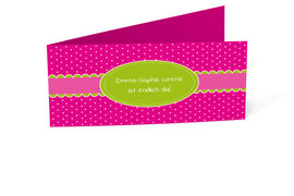 Geburtskarte „Grün/Pink“