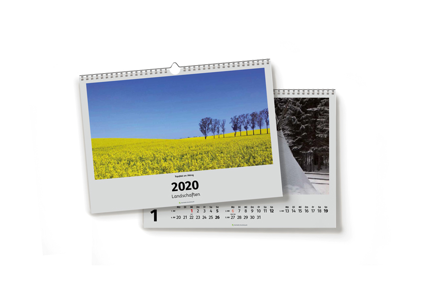 A4-Wandkalender (Kalendarium schwarz), quer