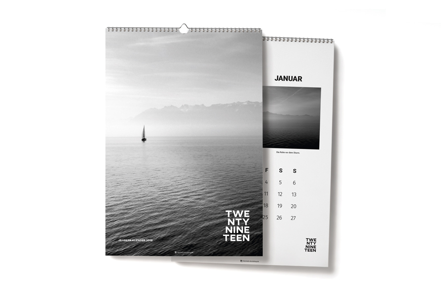 A3-Wandkalender „Minimalistic“ (Kalendarium schwarz), hoch