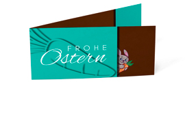 Ostergrußkarte „Hase mit Möhrchen“