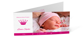Geburtskarte „Krone Pink (Kleine Prinzessin)“
