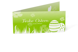 Ostergrußkarte „Ostereier Hase grün“
