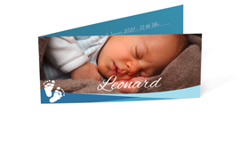 Geburtskarte „Fussabdruck Blau“