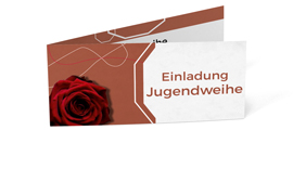 Jugendweiheeinladung „Rose/Schnörkel“