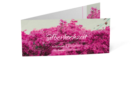 Silberhochzeitseinladung „Blumenstrauch pink“